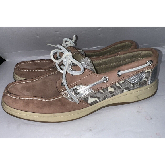 Sperry Shoes - Women’s Sperry top sider leather gray leopard slip on size 7 loafer boat shoe